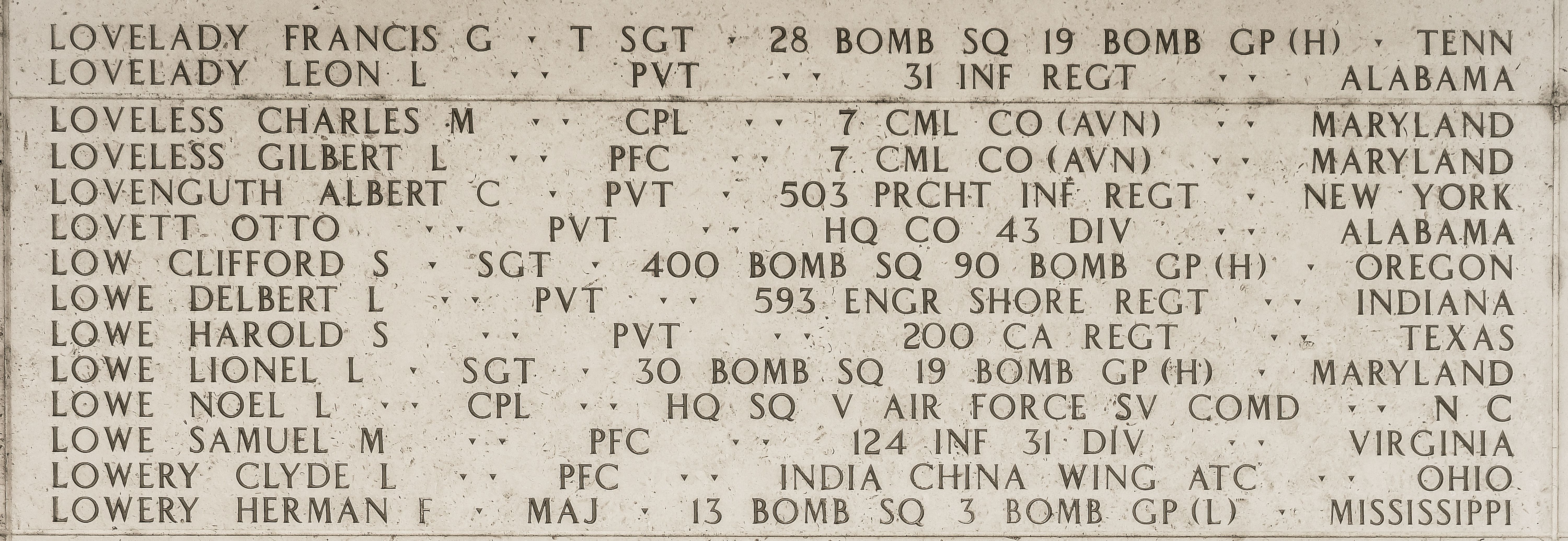 Samuel M. Lowe, Private First Class